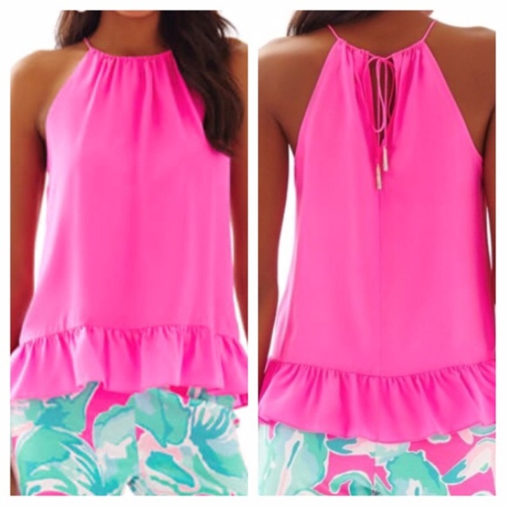 Lilly Pulitzer hot pink Millie Halter Tank